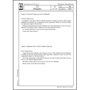 2001 Ferrari technical information n°0917 360 Spider (360 Spider service time schedule temporary) (reprint)