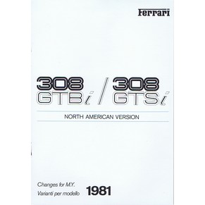 1981 Ferrari 308 GTBi/GTSi owner's manual 212/81 (Changes for M.Y. 1981)
