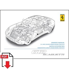 2009 Ferrari 612 Scaglietti owners manual 3558/09 PDF (US and Canada version model year 2010)