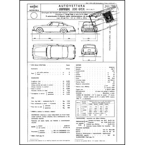 1960 Ferrari 250 GTE homologation certificate (Certificato di omologazione) (reprint)
