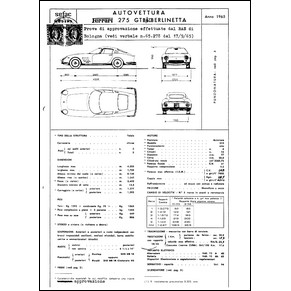 1965 Ferrari 275 GTB/6C homologation certificate (Certificato di omologazione) (reprint)