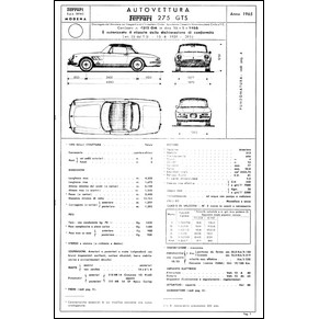1965 Ferrari 275 GTS homologation certificate (Certificato di omologazione) (reprint)
