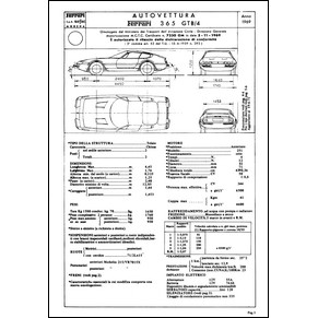 1969 Ferrari 365 GTB/4 homologation certificate (Certificato di omologazione) (reprint)