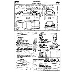 1969 Ferrari Dino 246 GT homologation certificate (Certificato di omologazione) (reprint)